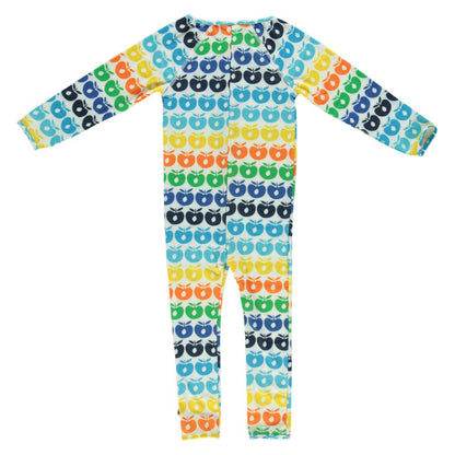 [Smafolk] UV50 Swimmer Suit LS. Mini Retro Apples - Blue Atoll