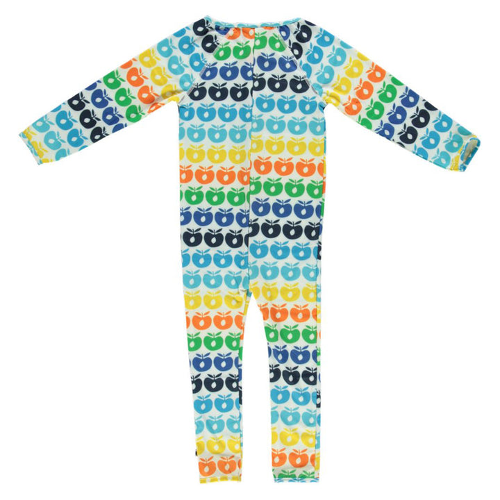 [Smafolk] UV50 Swimmer Suit LS. Mini Retro Apples - Blue Atoll