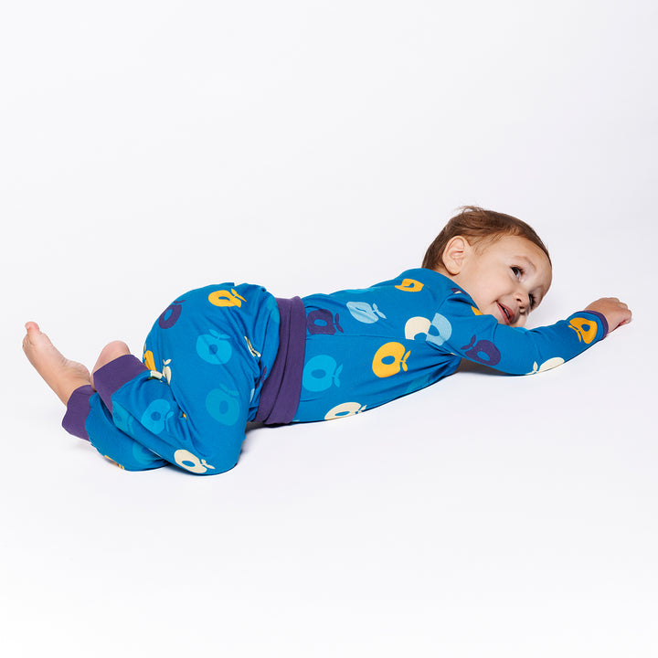 [Smafolk] Ulm Baby Pants with Apple - Solid Blue
