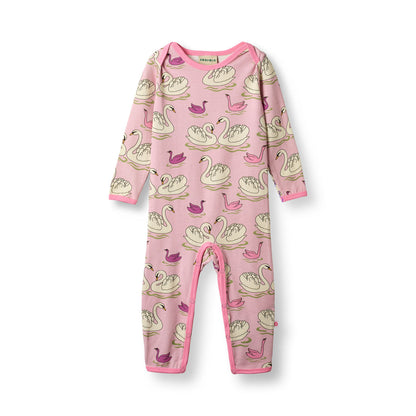 [Smafolk] Ulm Long Sleeved Baby Suit With Swan - Blush Cream