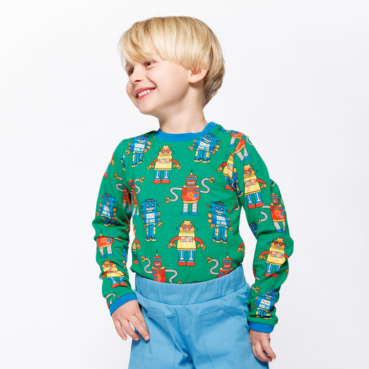 [Smafolk] Umalin Long Sleeved Shirt With Robots - Lawn