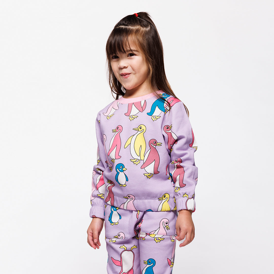 [Smafolk] Yapeen Sweatshirt With Penguins - Heather Purple