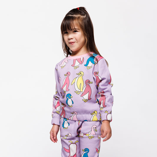 [Smafolk] Yapeen Sweatshirt With Penguins - Heather Purple
