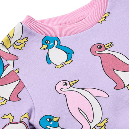 [Smafolk] Yapeen Sweatshirt With Penguins - Heather Purple