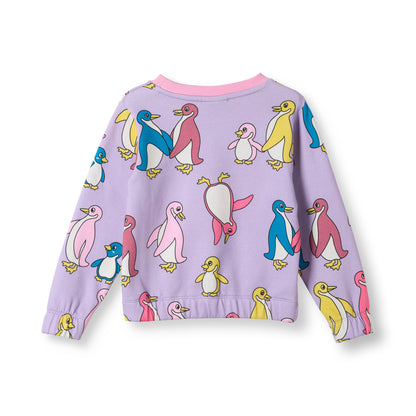 [Smafolk] Yapeen Sweatshirt With Penguins - Heather Purple