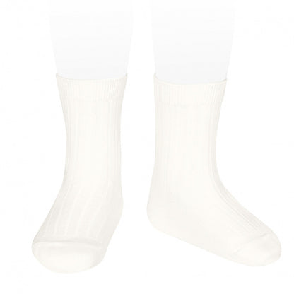 [Condor]Basic Rib Short Socks - [202 Cream]
