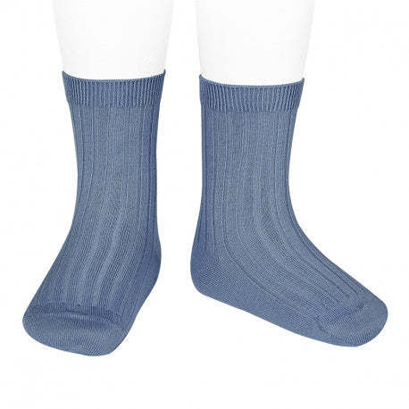 [Condor]Basic Rib Short Socks - [449 French Blue]