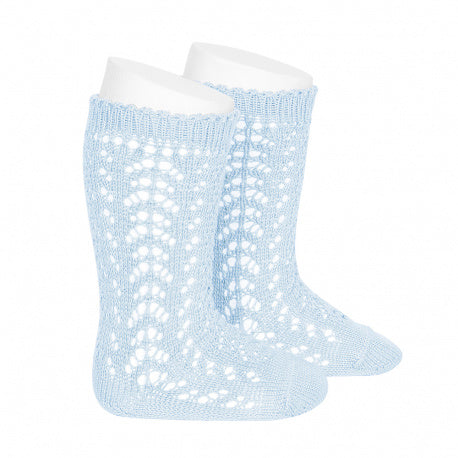 [Condor]Perle Openwork Knee High Socks - [410 Baby Blue]