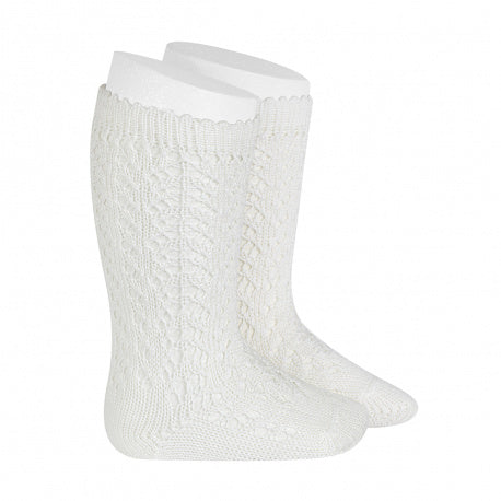 [Condor]Perle Openwork Knee High Socks - [202 Cream]