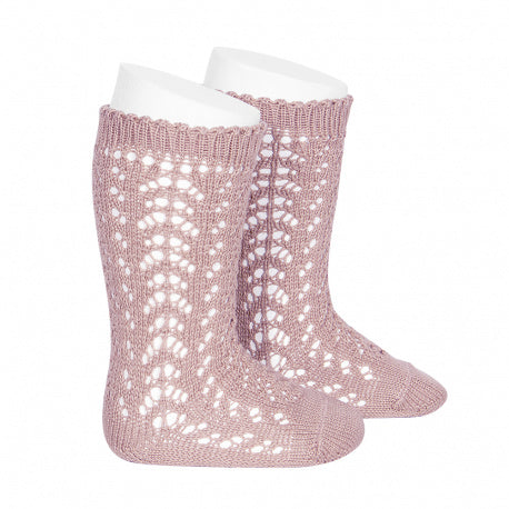 [Condor]Perle Openwork Knee High Socks - [526 Pale Rose]