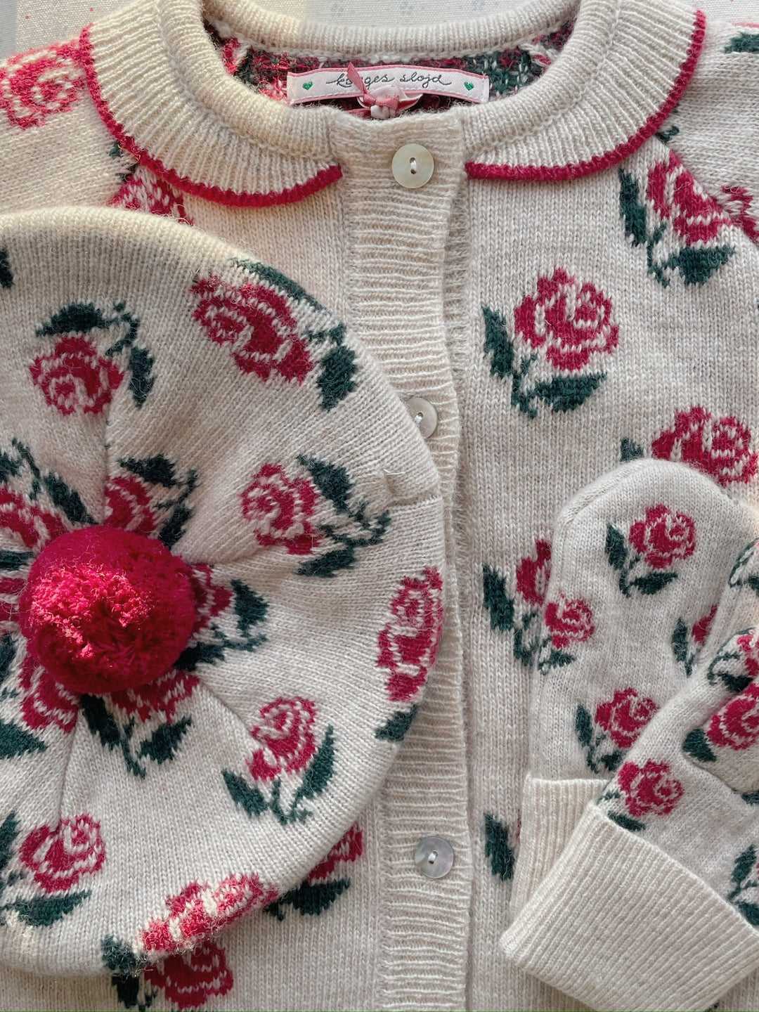 [Konges slojd] Belou Knit Collar Cardigan - Rose