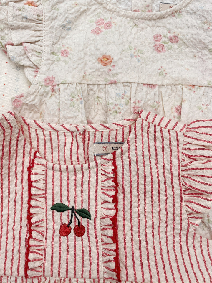 [Konges slojd] Ellie Frill Romper GOTS - Amour Stripe