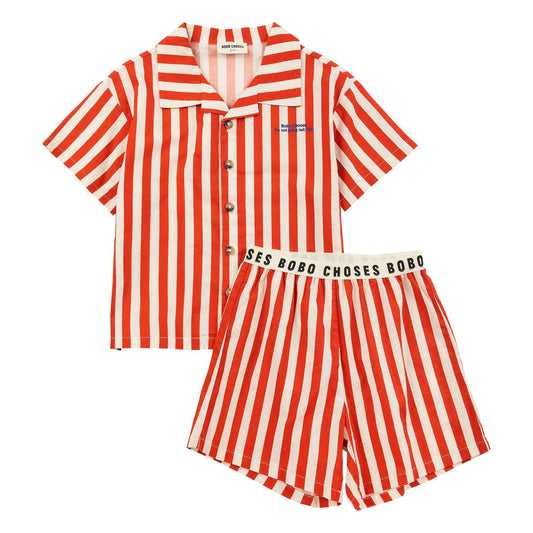 [Bobo Choses] Red Bold Stripe Loungewear Woven Set
