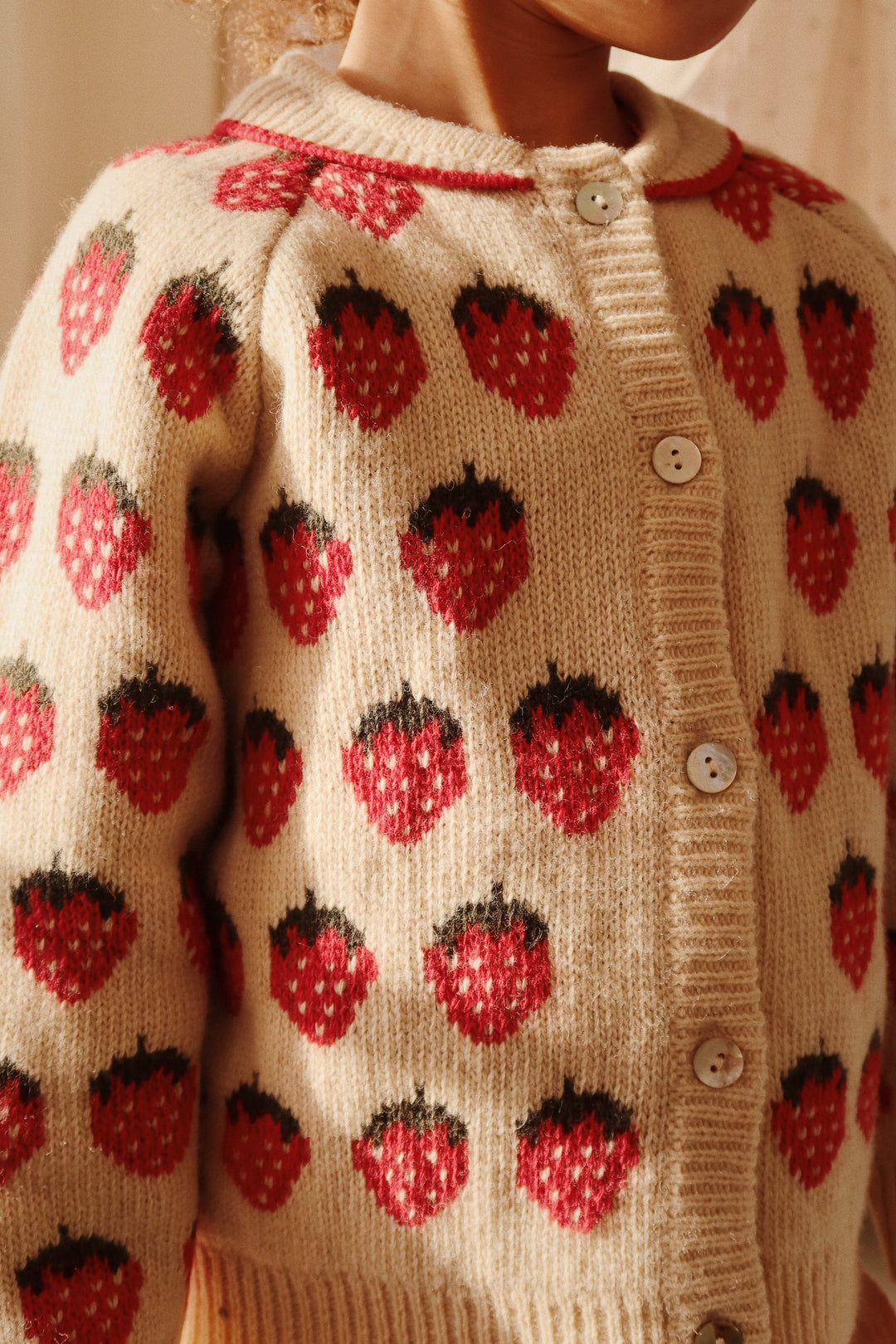 [Konges slojd] Belou Knit Collar Cardigan - Strawberry