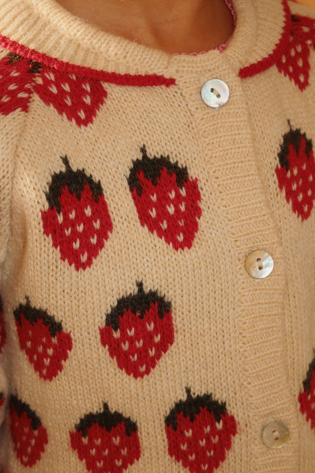 [Konges slojd] Belou Knit Collar Cardigan - Strawberry