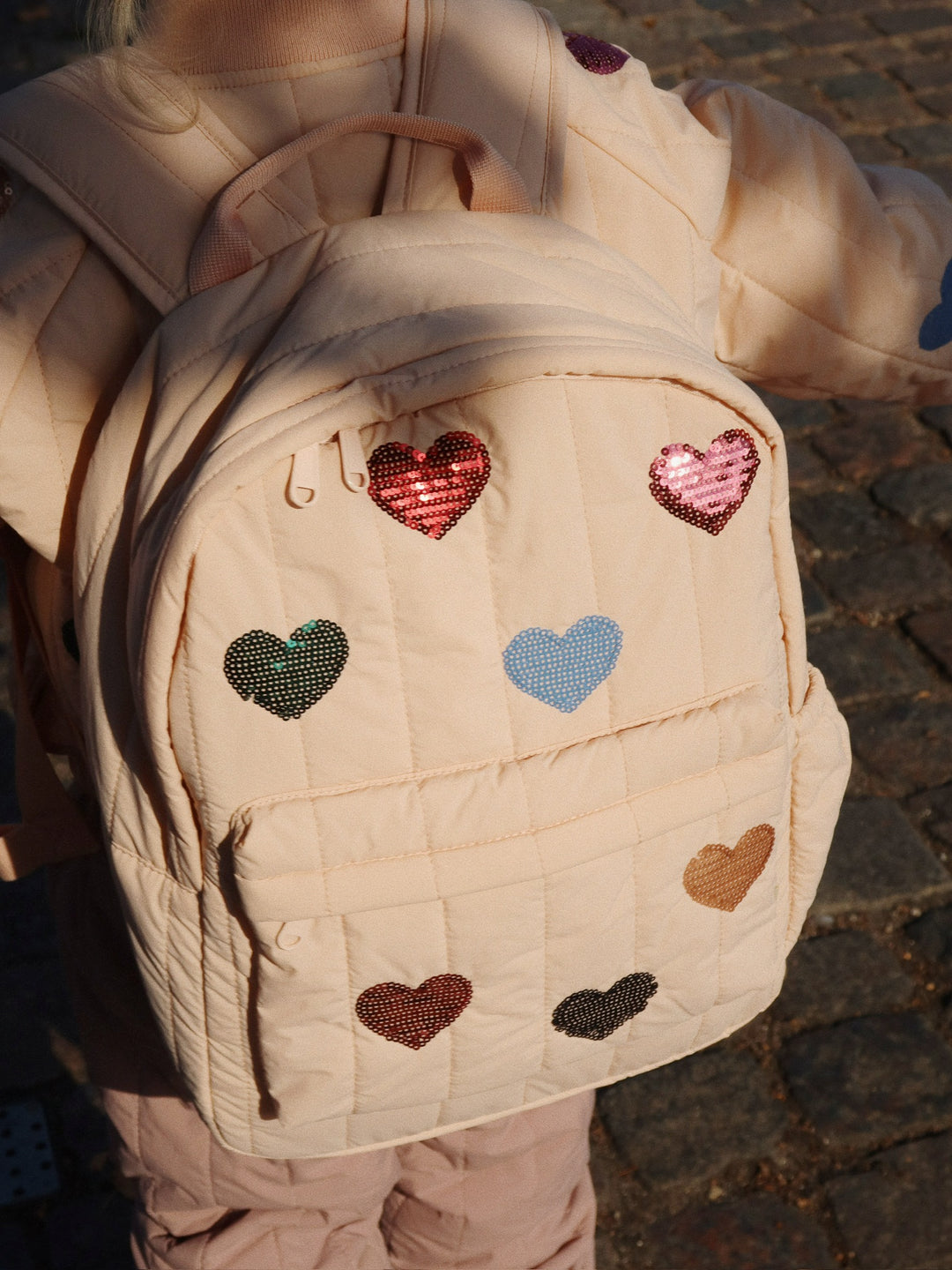 [Konges slojd] Juno Quilted Sequin Backpack - Cameo Rose