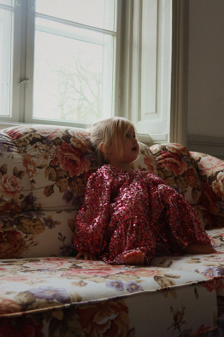 [Konges slojd] Lila Sequins Bow Dress - Sparkling Sangria