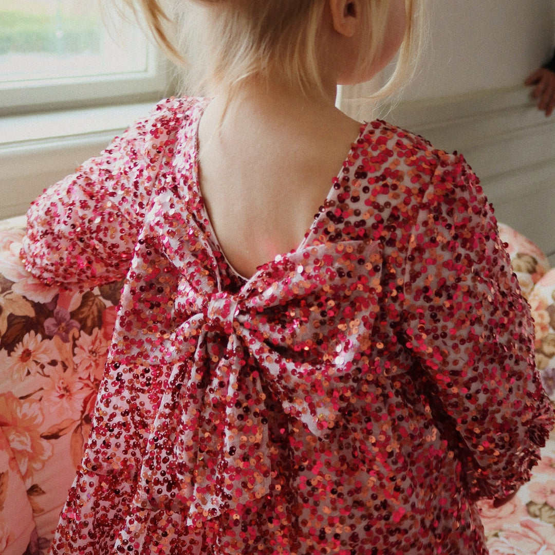 [Konges slojd] Lila Sequins Bow Dress - Sparkling Sangria