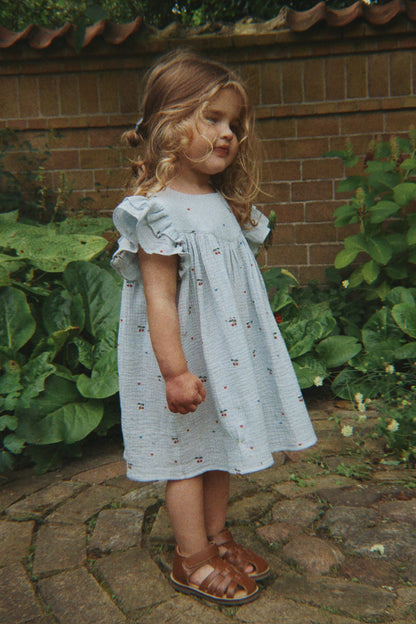 [Konges slojd]Coco Dress GOTS - Cherry Blue Coeur
