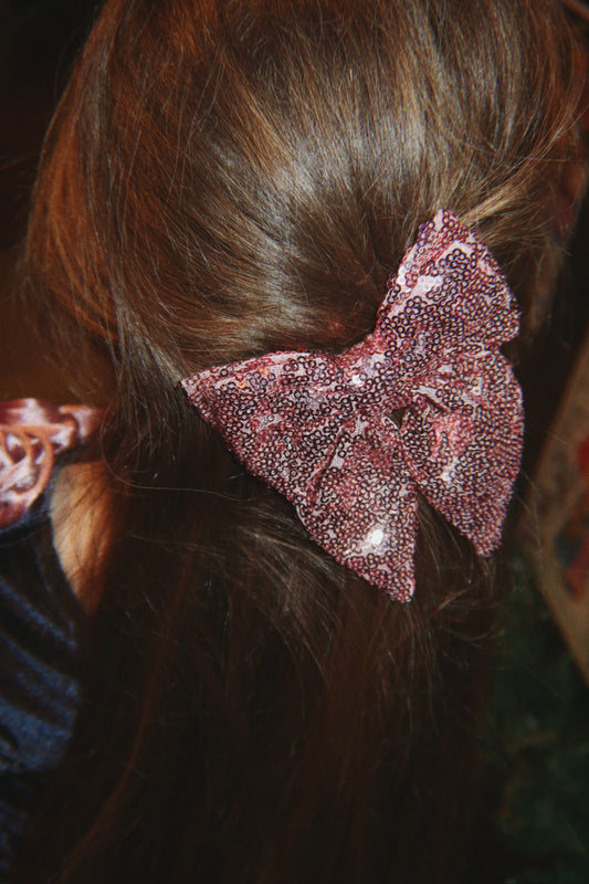 [Konges Slojd]|Tindra Sequin Bow Hair Clip - Rosewater
