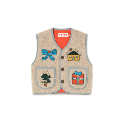 [Tinycottons]Xmas Sherpa Vest - Light Cream