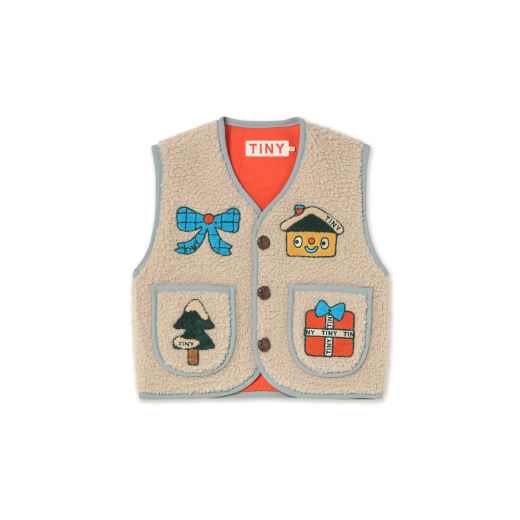 [Tinycottons]Xmas Sherpa Vest - Light Cream