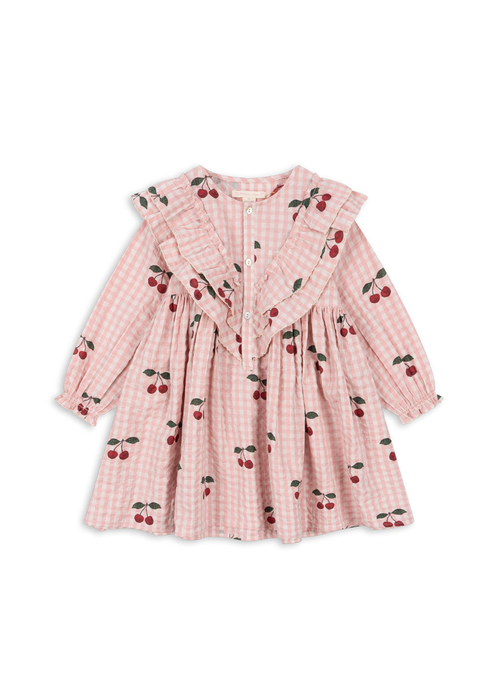 [Konges slojd] Kim Frill Dress GOTS - Cherry Check