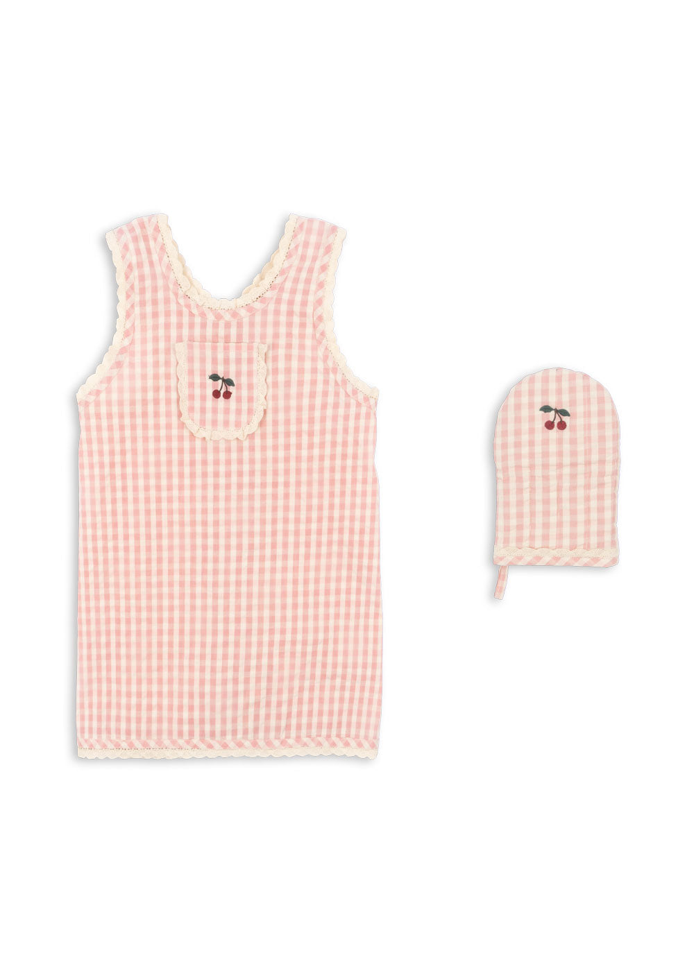 [Konges slojd] Kids Apron Set - Cherry Check