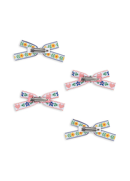 [Konges Slojd] 4pack Mini Bow Hair Clips - White/Rose