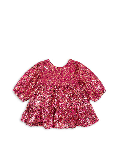 [Konges slojd] Lila Sequins Bow Dress - Sparkling Sangria