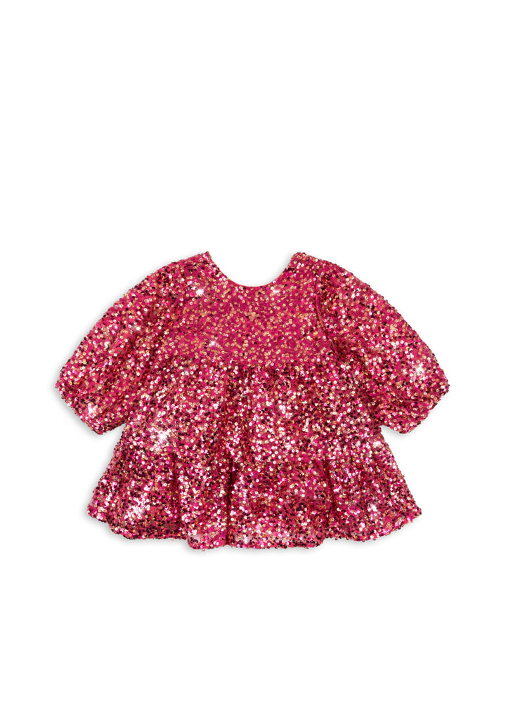 [Konges slojd] Lila Sequins Bow Dress - Sparkling Sangria