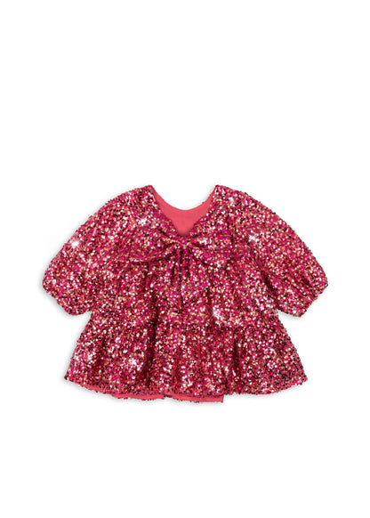 [Konges slojd] Lila Sequins Bow Dress - Sparkling Sangria