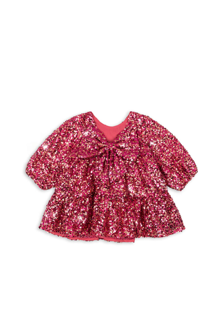 [Konges slojd] Lila Sequins Bow Dress - Sparkling Sangria