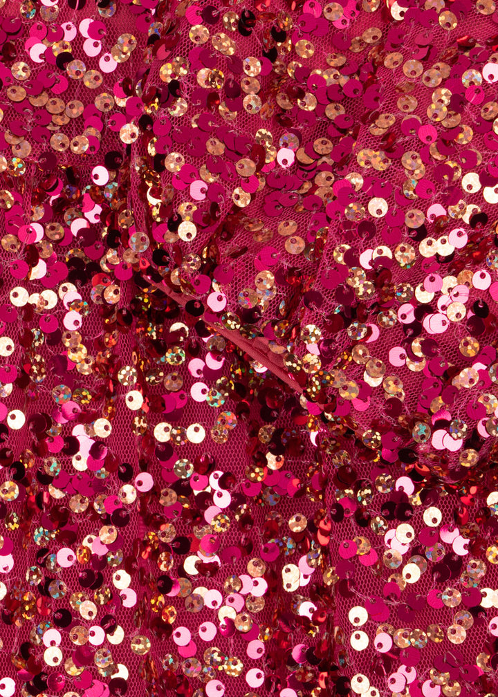 [Konges slojd] Lila Sequins Bow Dress - Sparkling Sangria