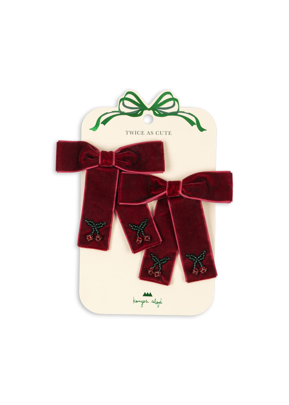 [Konges Slojd] 2Pack Juliette Bow Hair Clip - Rio Red