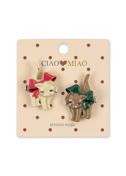 [Konges Slojd]2Pack Kitten Hair Clip -Bow Kitty