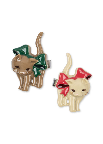 [Konges Slojd]2Pack Kitten Hair Clip -Bow Kitty