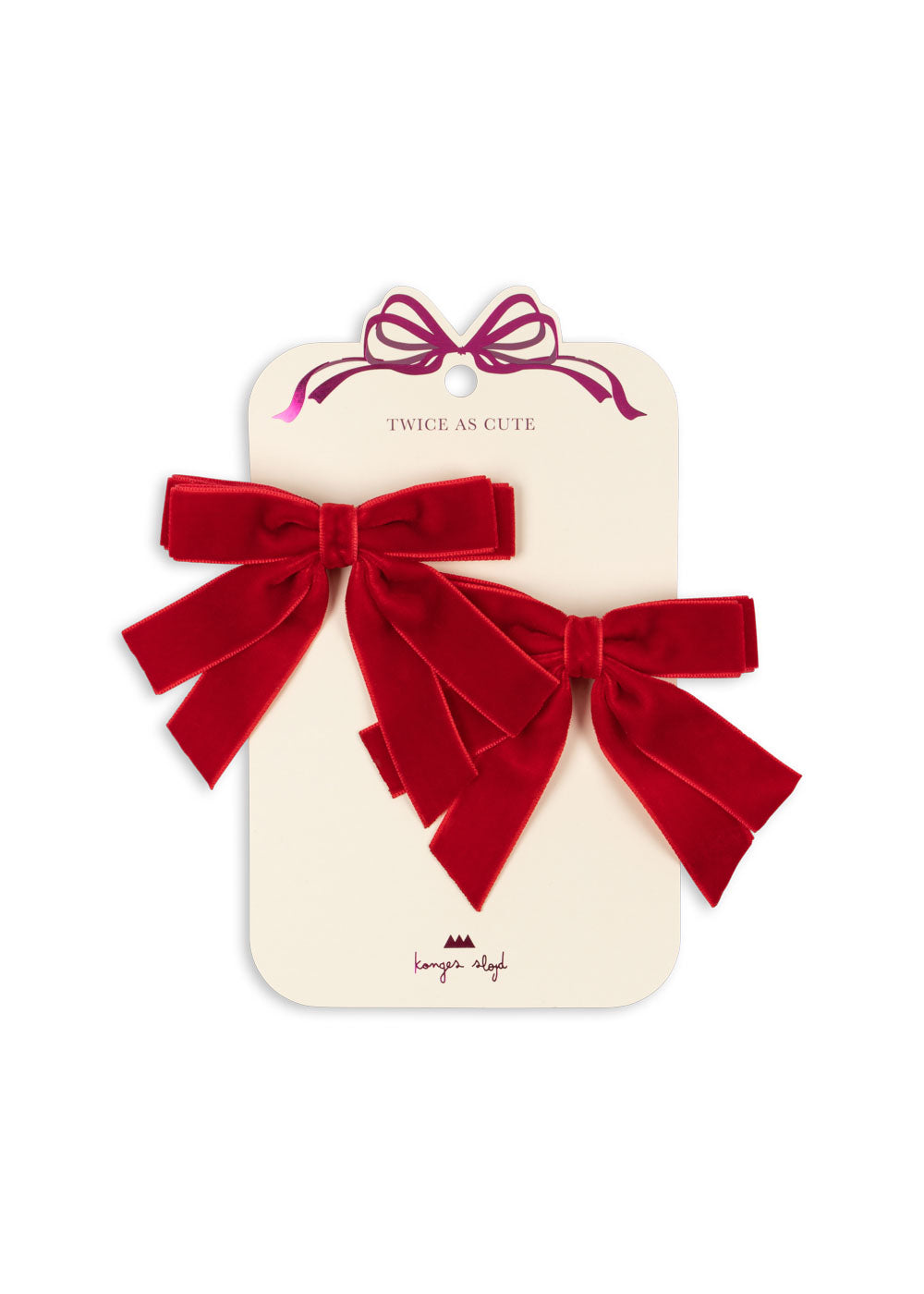 [Konges Slojd] 2Pack Velvet Double Bow Hai - Barbados Cherry