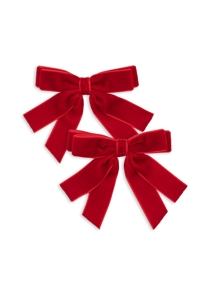 [Konges Slojd] 2Pack Velvet Double Bow Hai - Barbados Cherry