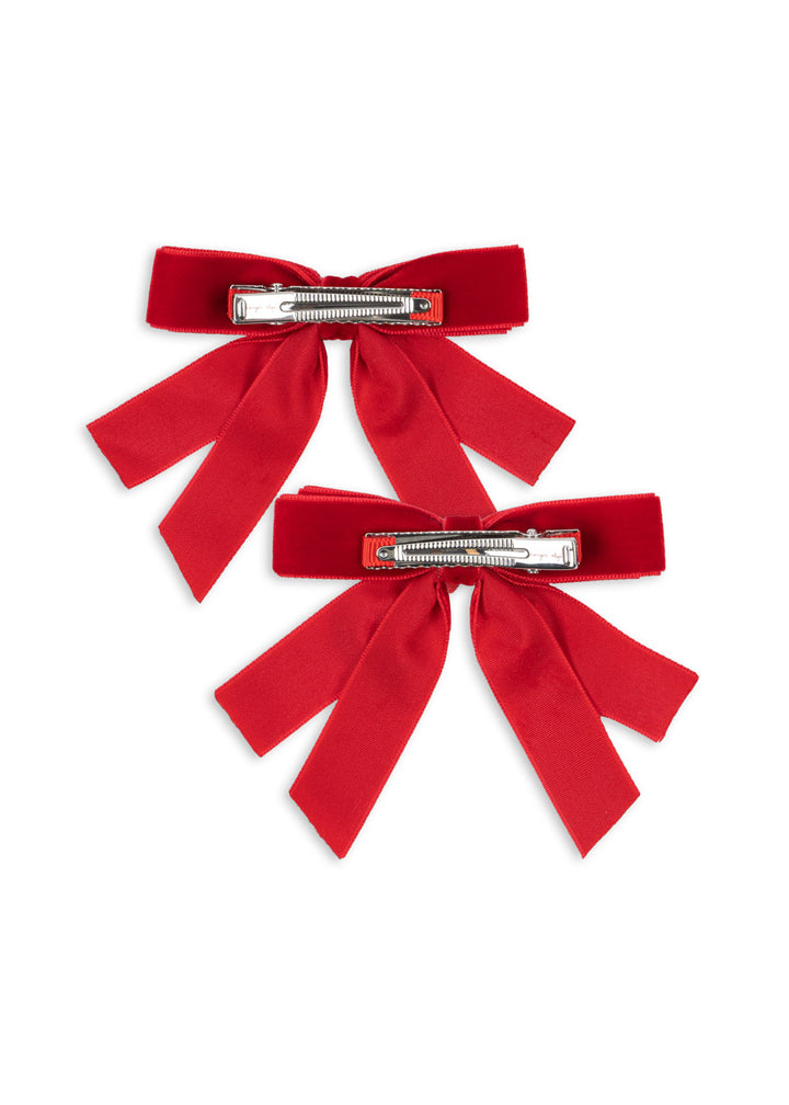 [Konges Slojd] 2Pack Velvet Double Bow Hai - Barbados Cherry