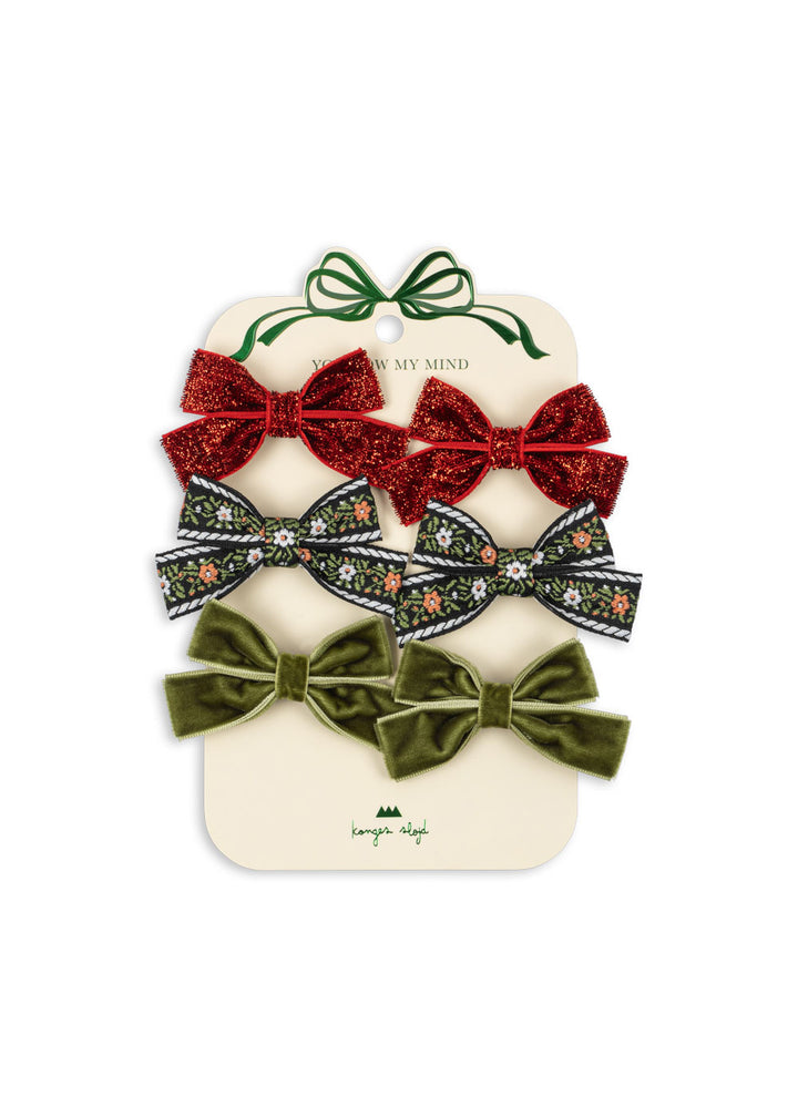 [Konges Slojd] 6pack Micki Bow Hair Clips - Red/Green