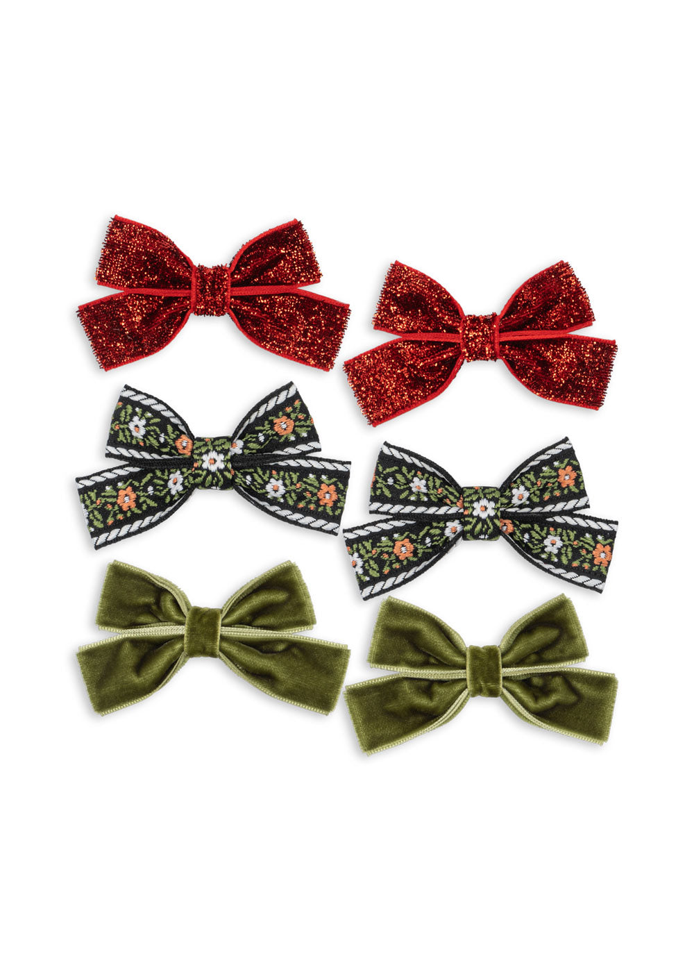 [Konges Slojd] 6pack Micki Bow Hair Clips - Red/Green