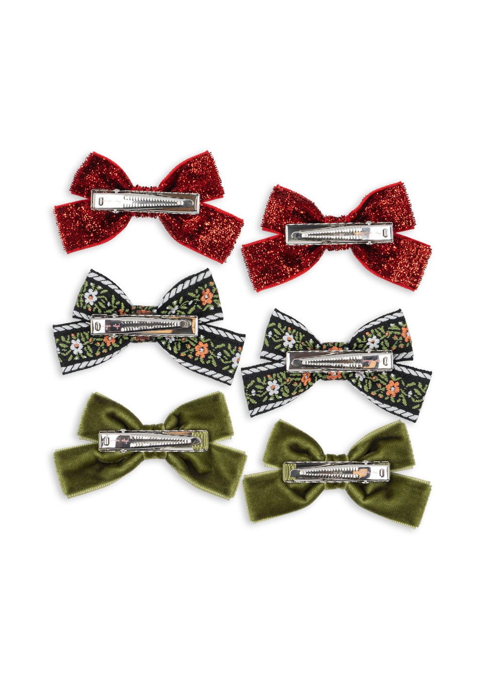 [Konges Slojd] 6pack Micki Bow Hair Clips - Red/Green