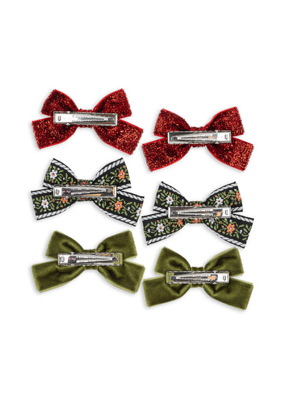 [Konges Slojd] 6pack Micki Bow Hair Clips - Red/Green