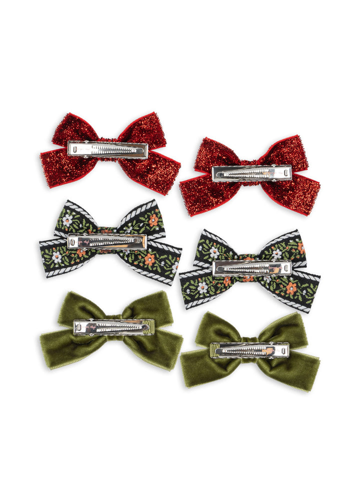 [Konges Slojd] 6pack Micki Bow Hair Clips - Red/Green
