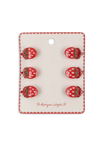 [Konges Slojd] 6pack Mini Fraise Hair Claws - Strawberry