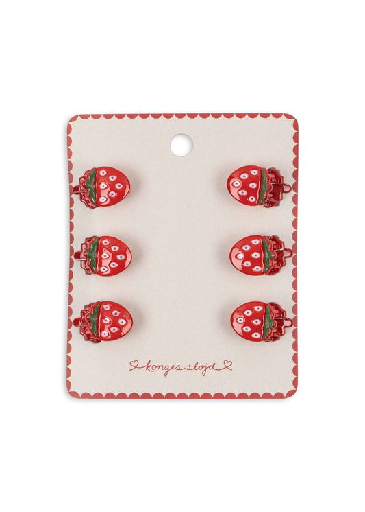 [Konges Slojd] 6pack Mini Fraise Hair Claws - Strawberry