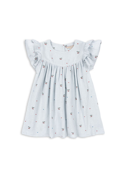 [Konges slojd]Coco Dress GOTS - Cherry Blue Coeur