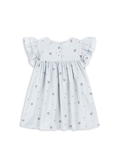 [Konges slojd]Coco Dress GOTS - Cherry Blue Coeur