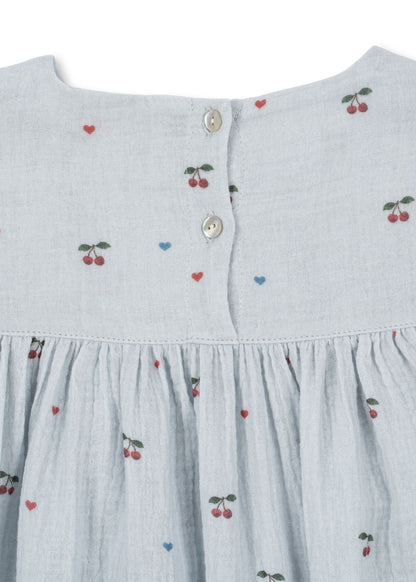 [Konges slojd]Coco Dress GOTS - Cherry Blue Coeur